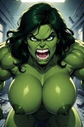 1boy 1girls abs ai_generated ass bed bedroom big_breasts black_hair breasts closed_eyes cousins female green-skinned_female green-skinned_male green_eyes green_hair green_skin hulk hulk_(series) incest indoors long_hair male male/male marvel muscular muscular_female muscular_male naked naked_female naked_male nude nude_female nude_male she-hulk spread_legs thighs