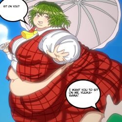 1_girl 1girl 1girl1boy 1girls 1girls1boy ass bbw belly belly_button belly_exposed belly_overhang big_ass big_belly big_breasts big_butt big_hips big_navel big_thighs breasts bulging_nipples child_bearing_hips clothed clothed_female clothes clothing dialog dialogue dialogue_bubble digital_drawing_(artwork) digital_media_(artwork) double_chin dumptruck_ass dumptruck_butt erect_nipple erect_nipples erect_nipples_under_clothes facesitting_request fat fat_arms fat_ass fat_belly fat_butt fat_cheeks fat_face fat_female fat_fetish fat_thighs female female_focus frogkari giant_ass giant_belly giant_butt giant_hips giant_thighs gigantic_ass gigantic_belly gigantic_butt gigantic_hips gigantic_thighs green_hair high_resolution highres hips huge_ass huge_belly huge_breasts huge_butt huge_hips huge_navel huge_thighs kazami_yuuka large_ass large_belly large_breasts large_butt large_hips large_thighs light-skinned light-skinned_female light_body light_skin looking_at_viewer morbidly_obese morbidly_obese_female navel nipple_bulge nipple_erection nipples obese obese_female overweight overweight_female parasol plaid plaid_clothes plaid_clothing plaid_shirt plaid_skirt plaid_topwear plump plump_ass plump_boobs plump_breasts plump_butt plump_female plump_thighs png png_file red_blouse red_clothing red_eyes red_plaid red_plaid_shirt red_plaid_skirt short_hair sky sky_background speech_bubble ssbbw text thick thick_arms thick_ass thick_body thick_boobies thick_boobs thick_booty thick_breasts thick_butt thick_cheeks thick_female thick_hips thick_legs thick_thighs thighs touhou white_blouse white_clothing white_shirt yellow_accessory yuka_kazami yuuka_kazami