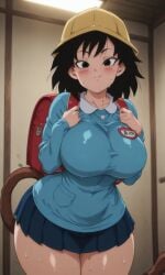 ai_generated big_breasts big_butt black_eyes black_hair breasts dragon_ball dragon_ball_minus dragon_ball_super female gine mother saiyan_girl saiyan_tail sexy_body smiley_face wife worldwaifus