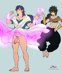 2boys balls blush flaccid foreskin judal judar magi:_the_labyrinth_of_magic male male_only multiple_boys muscles penis phausto pubic_hair sinbad_(magi) sweat testicles uncut undressing