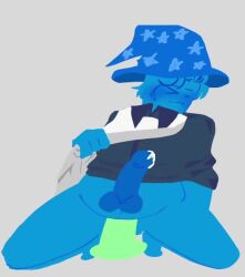 animated animation block_tales blue_body blue_skin cum cumming dildo hat headwear kitchen_wizard_(block_tales) no_sound riding riding_dildo riding_penis roblox smile smiling tagme thisismy13thrsn video wizard_hat