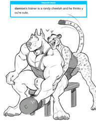 animal_genitalia anthro balls biceps bottomless canine cheetah clothed clothing damion ear_piercing erection facial_piercing feline fur furgonomics furry-specific_piercing genital_piercing kihu male male_only mammal muscular muscular_male nipples nose_piercing nude pecs penis piercing pitbull septum_piercing sheath sheath_piercing shirt simple_background smile spots spotted_fur tank_top