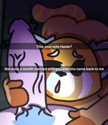 absurd_res aggretsuko ailurid anthro asinus ass breasts donkey duo english_text equid equine erection female genitals hi_res infidelity inudarkk male male/female mammal nude penis red_panda retsuko sanrio snapchat tadano_(aggretsuko) tail text