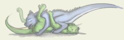 2015 69_position ambiguous_fluids ambiguous_gender blue_scales closed_eyes dragon duo feral feral_on_feral green_scales hi_res horn lying on_back open_mouth oral scales scalie sex side_view simple_background tuke