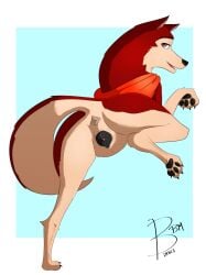 1girls 2023 animal_genitalia animal_pussy anus balto_(series) black_pussy brown_eyes bunbunmuffinart canid canine canine_pussy domestic_dog female female_feral female_only feral feral_only fur furry husky jenna_(balto) pawpads paws pussy red_body red_fur smile solo tail