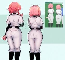 100_kanojo 2025 2girls anime_screenshot ass ass_focus back baseball_uniform child_bearing_hips facing_away female female_focus from_behind hanazono_hahari hanazono_hakari highres huge_ass kimi_no_koto_ga_dai_dai_dai_dai_daisuki_na_100-nin_no_kanojo leisen_mellow long_hair long_sleeves mother_and_daughter multiple_girls pants pantylines photo_inset pink_hair reference_inset scene_reference shirt short_hair short_sleeves sportswear standing the_100_girlfriends_who_really_really_really_really_really_love_you tight_clothes tight_pants watermark