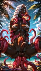 abs ai_generated all_the_way_through anal anal_sex ass asshole balls beach black_skin blue_eyes dark-skinned_female dark-skinned_futa dark_skin dickgirl elden_ring elden_ring_nightreign erect_penis erection foreskin futa_focus futa_only futanari hair_flower in_ass_out_mouth long_hair manofmidas multiple_penetration quadruple_anal quadruple_penetration recluse_(nightreign) red_face sand sideboob stomach_bulge stomach_deformation suspended suspended_via_tentacles tentacle tentacles_around_legs tentacles_in_ass underboob white_areola white_asshole white_eyebrows white_glans white_hair white_nipples