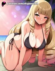 1girls 2025 ai_assisted ai_generated all_fours anime artist_name bangs beach big_breasts big_chest bikini black_bikini blonde_hair blunt_bangs blush breast breasts bust busty chest cleavage completely_nude completely_nude_female curly_hair day drill_hair drill_locks female female_focus female_only heart hi_res high_quality high_resolution highres kage_no_jitsuryokusha_ni_naritakute! large_breasts long_hair looking_at_viewer nude outdoors palm_tree patreon patreon_username plant ringlets rose_oriana side-tie_bikini side_drill sky skypassion smile solo stable_diffusion sweat swimsuit the_eminence_in_shadow tree twin_drills very_long_hair watermark yellow_eyes