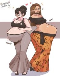 2girls alternative_version arbrianarchy bump female fetal_movement kicking_(pregnancy) nails_painted oc original_character pregnant pregnant_female super_belly