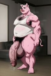 ai_generated anthro armpit_hair balls chest_hair chubby chubby_male fat fat_male furrypornaddiction hairy huge_balls huge_cock looking_at_viewer male musk musky obese obese_male penis pig pubes slob sweat sweaty tank_top thick_thighs wide_hips