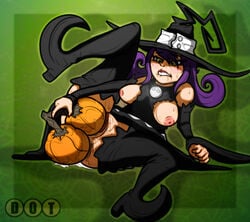 1girls biting_lip blair_(soul_eater) female female_only halloween masturbation pumpkin purple_hair pussy_juice solo soul_eater sweat thedotsman