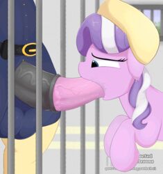 2017 animated augustbebel balls clothed clothing deepthroat diamond_tiara_(mlp) duo earth_pony equine female feral fluttershy_(mlp) friendship_is_magic futashy hair hooves horse long_hair male mammal multicolored_hair my_little_pony neck_bulge non-anthro oral penis policewoman pony sex solo_focus straight two_tone_hair vein