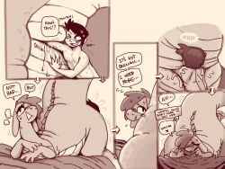 4:3 aroused bed blush blush_lines bodily_fluids bottom_heavy cloaca_juice cloacal cloacal_fisting cloacal_penetration comic deep_fisting dialogue dominant dominant_male double_fisting dragon duo female feral fisting furniture genital_fluids genitals ginger_(shyguy9) guy_(shyguy9) hi_res human human_on_feral interspecies larger_female larger_feral lying lying_on_bed male male/female mammal meme mythological_creature mythological_scalie mythology no_nut_november no_nut_sabotage on_bed on_front one_eye_obstructed pear-shaped_figure penetration scales scalie scutes shyguy9 size_difference smaller_human smaller_male submissive submissive_female sweat sweatdrop tail talking_feral thick_tail thick_thighs wide_hips zoophilia