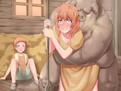 1girls 2boys being_watched breasts brown_eyes clenched_teeth clothed_sex clothing dress female from_behind game_cg interspecies kinoshita_(air_hike) long_hair male mother_and_son multiple_boys netorare open_mouth orc orc_ni_maketa_kuni orc_ni_maketa_kuni_6 peeing peeing_self penetration rape short_hair spoils_of_war spread_legs tongue watching wide_eyed