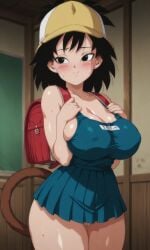 ai_generated big_breasts big_butt black_eyes black_hair breasts dragon_ball dragon_ball_minus dragon_ball_super female gine mother saiyan_girl saiyan_tail sexy_body smiley_face wife worldwaifus
