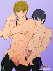 2boys abs erection free! gay goggles haruka_nanase makoto_tachibana male male/male male_only multiple_boys muscle naughty_face penis phausto tagme topless undressing wet yaoi