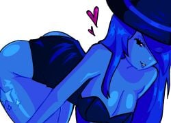 1girls battle_for_dream_island bending_over bfdi big_breasts biting_lip blue_body blue_hair blue_skin breasts bunnysuit color colored female female_only gijinka heart hearts humanized no_sex object_show object_shows one_(bfdi) the_power_of_two tpot white_background