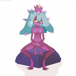 1girls anthro blue_nipples breasts claws eggshoppe fangs female heavy_breathing humanoid mareanie nintendo nipples nude pokemon pokemon_sm presenting purple_skin pussy pussy_juice rock sharp_teeth sitting small_breasts smile solo spread_legs spreading sweat teeth video_games wet yellow_sclera