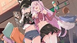2boys casual_clothes clothed crossdressing femboy game_cg girls!_girls!_girls!? hayasaka_kaede male male_only midriff myosuki nanase_nagisa navel tagme visual_novel