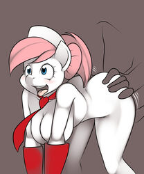 all_fours anthro anthrofied ass bent_over big_breasts blue_eyes blush breasts butt_grab doggy_style duo earth_pony equine faceless_male female friendship_is_magic from_behind_position hair hand_on_ass hi_res horse kloudmutt male mammal my_little_pony nurse_redheart open_mouth pink_hair pony sex solo_focus straight tongue tongue_out