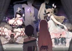 4girls anal anus ass bang_dream! bang_dream!_it's_mygo!!!!! blindfold bound_wrists censored character_request faceless_male female femsub forced_to_watch male nagasaki_soyo ningre_huahe pussy shiina_taki sisters whip