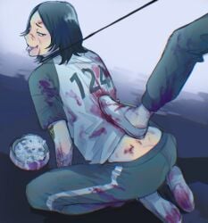 99throwaway2 ass ass_crack blood_on_face blood_splatter cum cum_in_mouth dog_bowl faceless_male leash leash_pull male nam-gyu on_knees pet_play squid_game stepped_on sticking_out_tongue