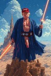 ai ai_generated boobs_out breasts desert dick donald_trump female jedi long_penis male penis pixel pixel_art star_wars warrior