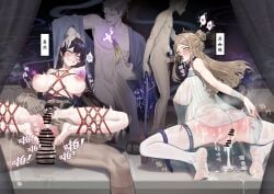 2girls ?!! anal anus ass bang_dream! bang_dream!_it's_mygo!!!!! bound_wrists censored character_request faceless_male female femsub forced_to_watch male ningre_huahe pussy sisters tears whip