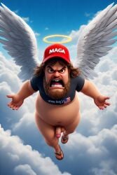 ai_generated bare chest, clouds, female gates golden heaven, her huge inside large maga mans mary, nipples, on open, penis pussy robe sitting vagina, virgin