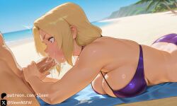 1boy 1boy1girl 1girls ai_generated beach big_ass big_breasts bikini blowjob breasts cfnm clothed clothed_female clothed_female_nude_male cum cum_in_mouth fellatio female handjob huge_breasts male mature_female naruto naruto_(series) oral oral_penetration oral_sex sleen straight surprised surprised_expression swimsuit tagme tsunade