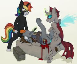 anal blood cloudburst equine fan_character forced group group_sex horse littlepip mammal marsminer my_little_pony oral pony rainbow_heart rape sex spitroast