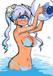 1_eye beach_ball bikini blue_hair character_request cyclops cyclops_girl female hitomi_sensei_no_hokenshitsu shake-o tagme