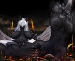 4_fingers 5_fingers 5_toes anthro anus areola barefoot black_body black_nails blue_sky bodily_fluids breasts city claws cloud colored_nails digit_ring dirty dirty_feet dragon espiel_(solutionwcs) eyeshadow feet female fingers foot_fetish foot_focus genitals hi_res humanoid_feet humanoid_genitalia jewelry looking_through looking_through_legs macro makeup musk musk_clouds musky_feet mythological_creature mythological_scalie mythology nails nipples nude outdoor_nudity outside plantigrade pussy ring scalie sitting sky smelly smelly_feet soles solo solutionwcs spread_vulva spreading steamy_feet stink_fumes sweat sweaty_feet tail toe_claws toe_ring toes tongue vulva wingless_dragon yellow_eyes yellow_eyeshadow