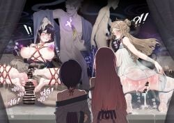4girls ?!! anal anus ass bang_dream! bang_dream!_it's_mygo!!!!! bound_wrists censored character_request faceless_male female femsub forced_to_watch male nagasaki_soyo ningre_huahe pussy shiina_taki sisters tears whip