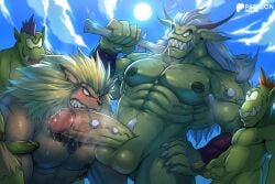 2025 abs alternate_version_at_paywall anthro areola armpit_hair bandai_namco bara big_penis blonde_hair blonde_mane bna_v5 bodily_fluids body_hair club_(weapon) digimon digimon_(species) dripping ear_piercing erection felid fur genital_fluids genitals goblimon goblin group hair hand_on_hip hand_on_own_hip hand_on_own_penis hand_on_penis happy_trail hi_res holding_club holding_melee_weapon holding_object holding_weapon humanoid humanoid_pointy_ears leomon lion male male/male mammal mane melee_weapon mohawk muscles muscular muscular_anthro muscular_humanoid muscular_male nipples ogre ogremon orange_hair pantherine pecs penis piercing pointy_ears precum precum_drip purple_hair questionable_consent short submissive submissive_male sweat sweaty_body sweaty_genitalia sweaty_penis tan_body tan_fur thick_neck thick_penis toothy_grin tusks vein veiny_muscles veiny_penis weapon white_hair yaoi