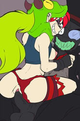 1boy 1girls artist_request ass big_ass big_butt bimbo black_hat_(villainous) breasts cartoon_network closed_eyes clothing dat_ass demencia_(villainous) female fingerless_gloves gloves hair headwear human legwear male mammal monster nipples penetration penis pussy red_hair sex sharp_teeth straight teeth vaginal_penetration villainous