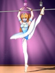 1girls asuka_langley_sohryu balancing ball_gag ballerina ballerina_shoes ballet_dress ballet_leotard bondage drool drooling female harness_ball_gag harness_gag makeup neon_genesis_evangelion parallel pussy rope_bondage shock_collar tiara torture vibrator vibrator_in_pussy vibrator_under_clothes white_pantyhose