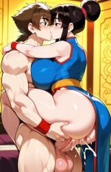 1boy 1girls ai_generated asian_female asian_male balls big_ass big_balls big_breasts big_penis black_eyes black_hair breasts brown_eyes brown_hair chichi dragon_ball dragon_ball_z female high_school_dxd huge_ass huge_breasts huge_cock hyoudou_issei kissing light-skinned_female light-skinned_male light_skin long_hair male penis ponytail sex short_hair