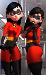 2girls 3d big_ass big_thighs breasts curvaceous curvy curvy_figure dark_hair disney female hero heroine hips hourglass_figure legs light-skinned_female light_skin pixar slim_waist superhero superheroine the_incredibles thick thick_hips thick_legs thick_thighs thighs violet_parr voluptuous voluptuous_female vtemp waist wide_hips