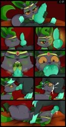 absurd_res animal_genitalia animal_penis anthro balls belly black_body black_fur black_nose blush bodily_fluids bulge canid canine canine_genitalia canine_penis canis comic crown cum cum_in_mouth cum_inside digital_media_(artwork) duo e-01 eeveelution erection fellatio female feral fur generation_4_pokemon genital_fluids genitals green_body green_fur grey_body grey_fur hair headgear hi_res inflation inflation knot leafeon looking_at_viewer male male/female male_penetrating mammal multicolored_body nintendo nude open_mouth oral oral_penetration penetration penile penis pokemon pokemon_(species) salad_(leafeon) sex simple_background stomach_bulge tail tiara tongue