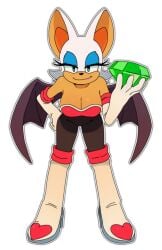 1girls anthro bat bat_girl bat_wings breasts chaos_emerald chiropteran cleavage digital_media_(artwork) emerald emerald_(gem) eyelid eyelids female female_focus female_only green_eyes holding_object lipstick looking_at_viewer mobian_(species) rouge_the_bat safe safe_for_work sega sfw smile smug smug_expression solo solo_female solo_focus sonic_(series) sonic_the_hedgehog_(series) suedonym transparent_png visible_boobs visible_tits white_hair wide_hips wide_thighs wings
