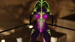 anthro anthro_female black_body casual_exposure female furry furry_female looking_at_viewer luxuryart muscular nude original qhala seductive snake solo_female thick_thighs