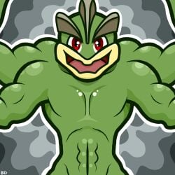 frontal green_skin machamp male male/female mirrored monster nude pokemon pokemon_(species) pokephilia red_eyes tasteful_nudity