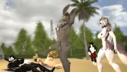 2boys 3d_(artwork) 3girls anthro arm_tattoo ass balls beach beach_towel big_ass big_balls big_breasts big_butt big_penis black_body black_fur bone bottomwear breasts canid canine chest_tattoo clothing collar crossover digital_media_(artwork) domestic_cat evan_(juicyducksfm) fan_character felid feline felis female fur furry genitals glowing glowing_eyes grey_body grey_fur group hair half-erect hellaverse helluva_boss hi_res juicyducksfm lagomorph leg_tattoo leporid licking licking_lips long_hair long_tail looking_at_another looking_at_butt loona_(helluva_boss) lying mal0 male malo mammal muscular muscular_female muscular_male naked naked_female nathan_(armada) nipples nude nude_female nude_male on_back on_front palm_tree penis plant pose posing_nude rabbit red_clothing running scp-1471 scp-1471-a scp_foundation shorts skull skull_head skulldog_(species) slim_male source_filmmaker_(artwork) standing summer tail tan_body tan_fur tattoo tongue tongue_out towel tree two_tone_body two_tone_fur two_tone_tail walking wet white_body white_fur wolf wolf_girl yellow_eyes zora_(ludexus)