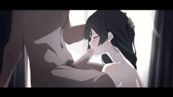 1boy 1girls adult_and_teenager age_difference amamiya_yuka animated animated_gif big_penis black_hair blowjob blush closed_eyes cute deepthroat eyes_closed female fringe fujikino gif gradient_hair green_hair hand_on_head light-skinned_female light_skin long_hair male messy_hair nude older_on_younger oral pale-skinned_female pale_skin penis petite radiance_of_summer saliva saliva_string school schoolgirl shy skinny slim sweat tagme teenager throat_fuck two_tone_hair yellow_eyes