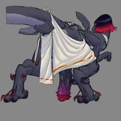 absurd_res anthro claws clothed clothing digital_media_(artwork) erection fin genitals grey_background hair hi_res male monster paws penis simple_background solo tail thecore34 vein veiny_penis