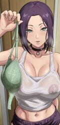 1girls ai_generated big_breasts bra chainsaw_man curvy curvy_body curvy_female curvy_figure female female_only huge_breasts kyoru189 large_breasts light-skinned_female light_skin looking_at_viewer mature_female nipple_bulge nipples reze_(chainsaw_man) seductive seductive_look shiny shiny_skin solo solo_female sweat sweaty tank_top