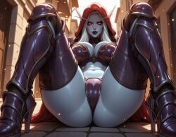 ai_generated between_legs from_below legs_up low_angle presenting sitting spread_legs sylvanas_windrunner thighs warcraft world_of_warcraft