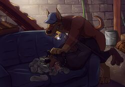 2boys anal anal_sex basement bent_over canine choker forced furry gay hand_on_head hat inside jewelry looking_pleasured male male_only mammal muscular muscular_male necklace paintfox penetration penis saliva sex showing_teeth smell socks sofa teeth thighhighs tongue tongue_out yaoi