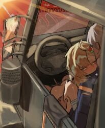 1boy 1girls blonde blonde_hair driving female hoyoverse in_car kineku light-skinned_female light-skinned_male light_skin male mihoyo piper_wheel sex sex_in_vehicle sex_while_sleeping tagme wise_(zenless_zone_zero) zenless_zone_zero